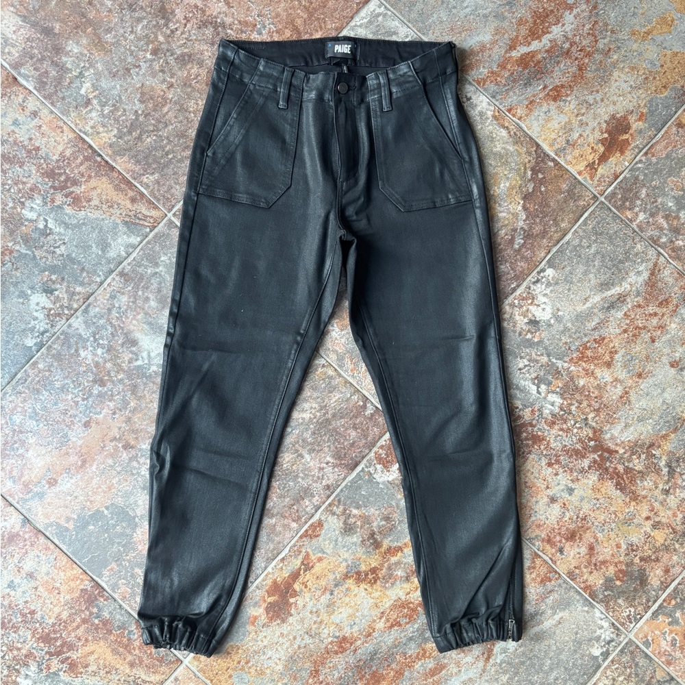 Paige Black Shiny Joggers